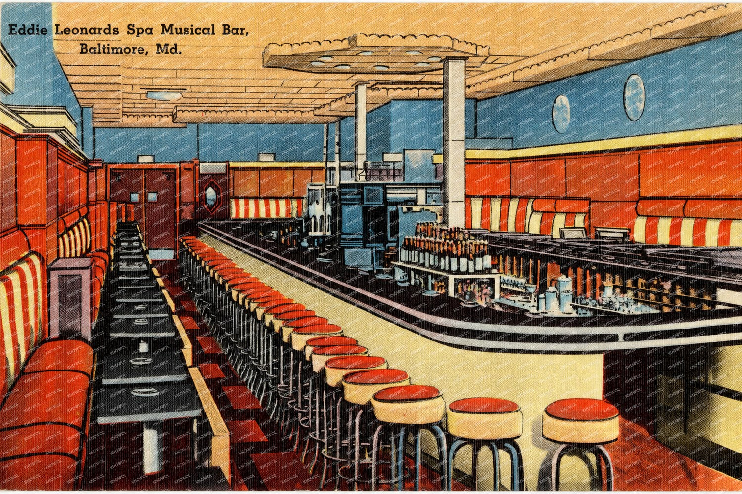 Eddie Leonards Spa Musical Bar, Baltimore, MD — Vintage Maryland Postcard