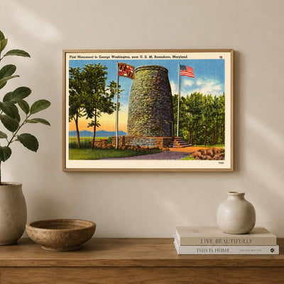 First monument to George Washington, near U. S. 40, Boonsboro, Maryland — Vintage Maryland Postcard