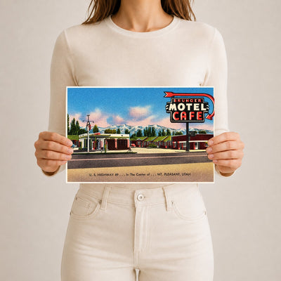 Mount Pleasant, UT: Brunger Motel Café, U.S. Highway 89... In the center of... Mt. Pleasant