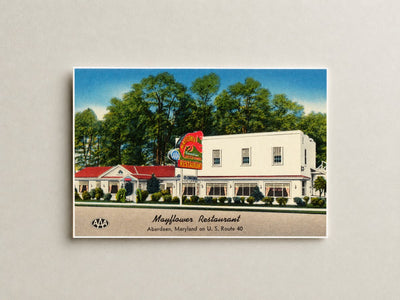 Mayflower Restaurant, Aberdeen, Maryland on U. S. Route 40 — Vintage Maryland Postcard