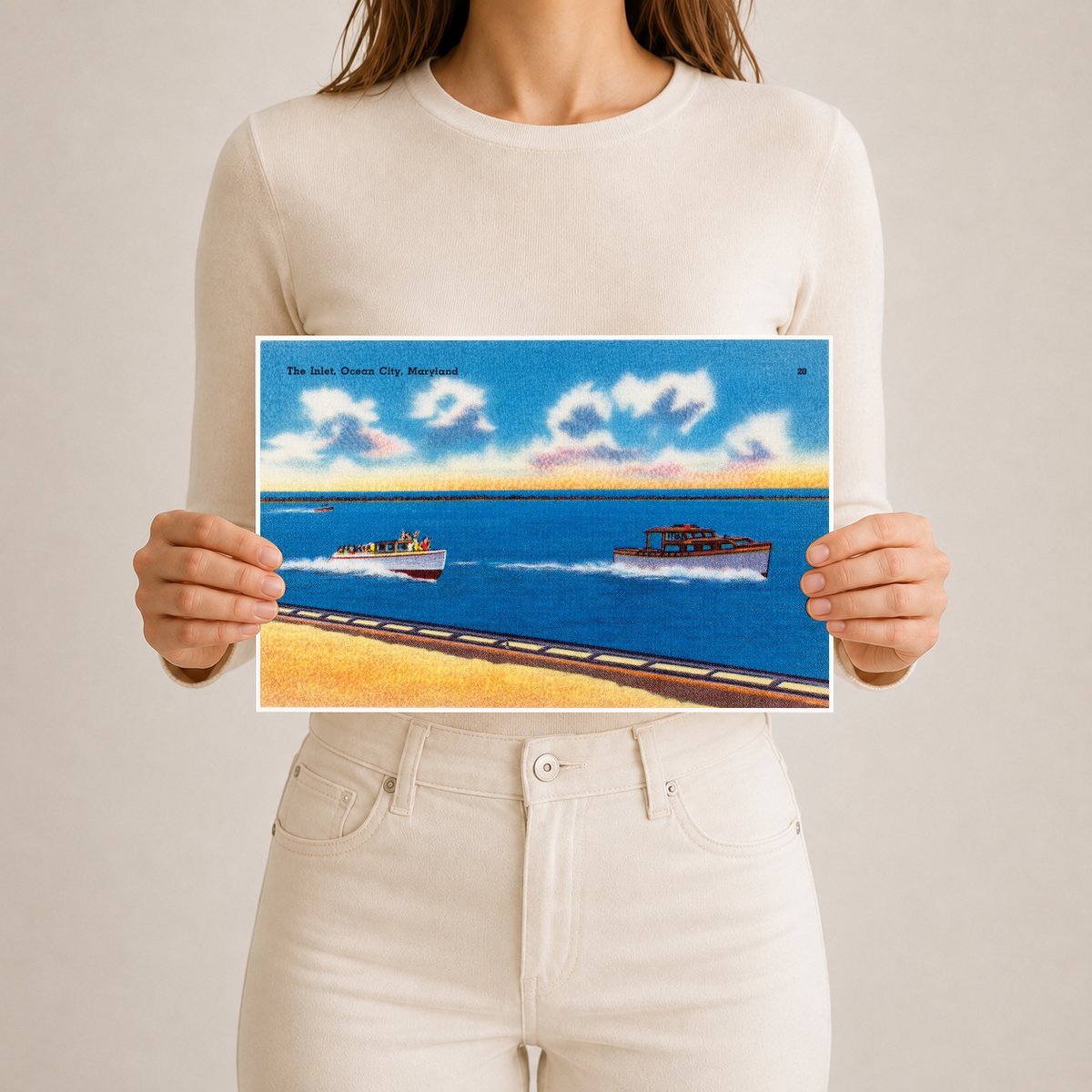 The inlet, Ocean City, Maryland — Vintage Maryland Postcard
