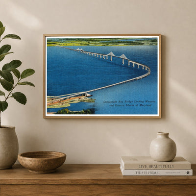 Chesapeake Bay Bridge linking western and eastern shores of Maryland — Vintage Maryland Postcard