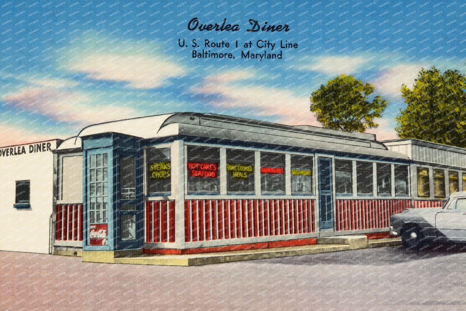 Overlea Diner, U. S. Route 1 at city line, Baltimore, Maryland — Vintage Maryland Postcard