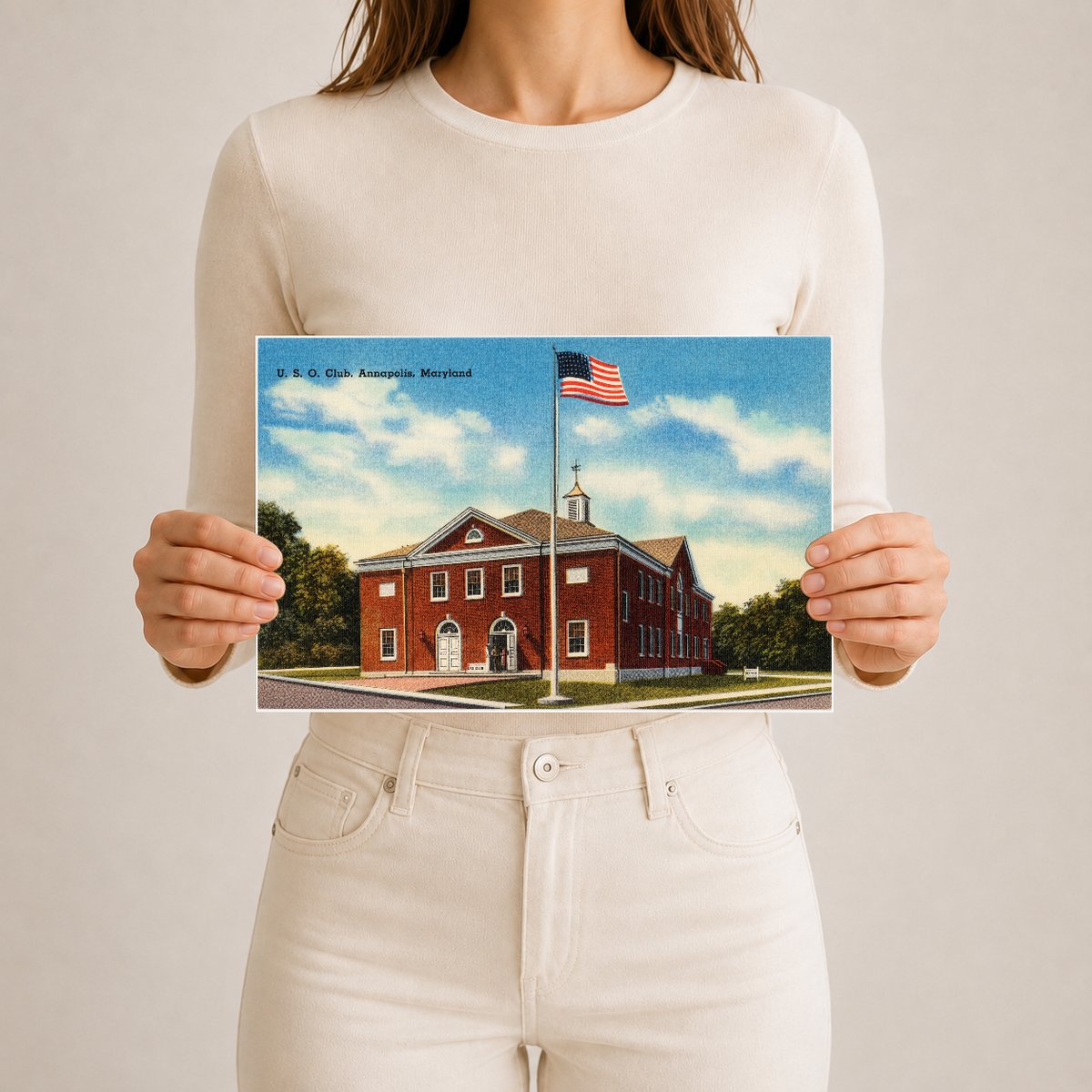 U. S. O. Club, Annapolis, Maryland — Vintage Maryland Postcard