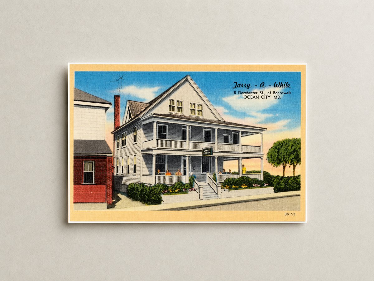 Tarry-a-While, 8 Dorchester St., at Boardwalk, Ocean City, MD — Vintage Maryland Postcard