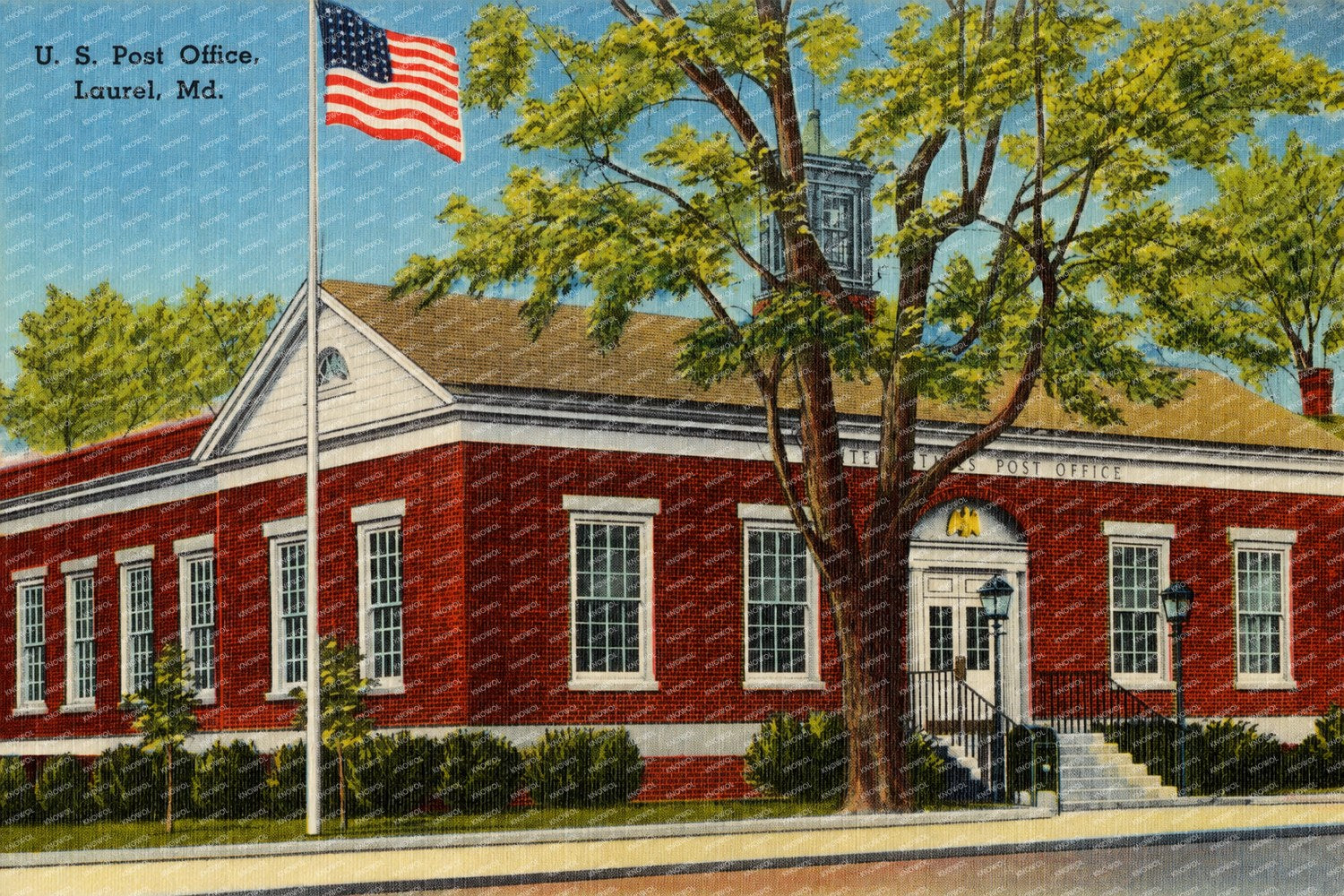U. S. Post Office, Laurel, MD — Vintage Maryland Postcard