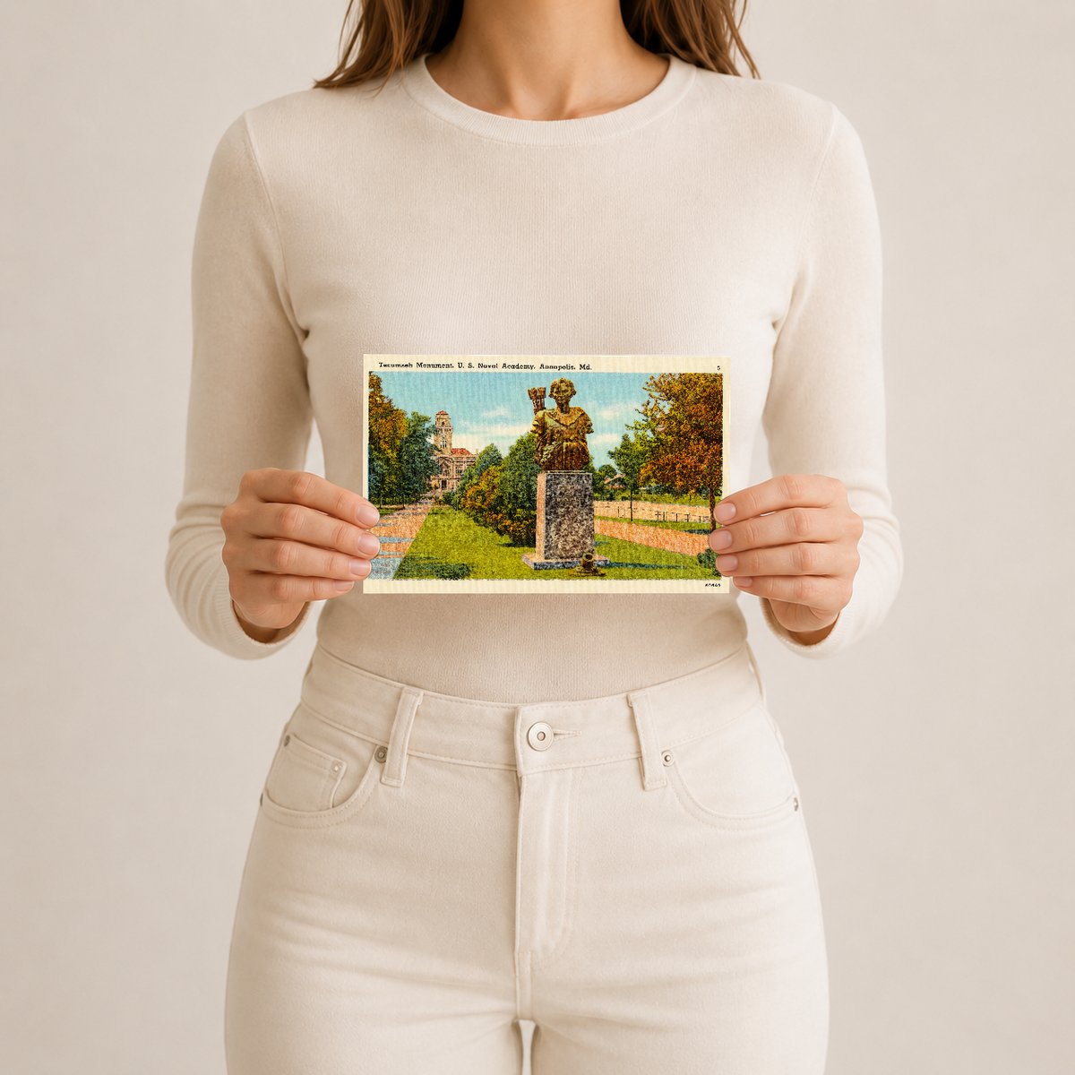 Tecumseh Monument, U. S. Naval Academy, Annapolis, MD — Vintage Maryland Postcard
