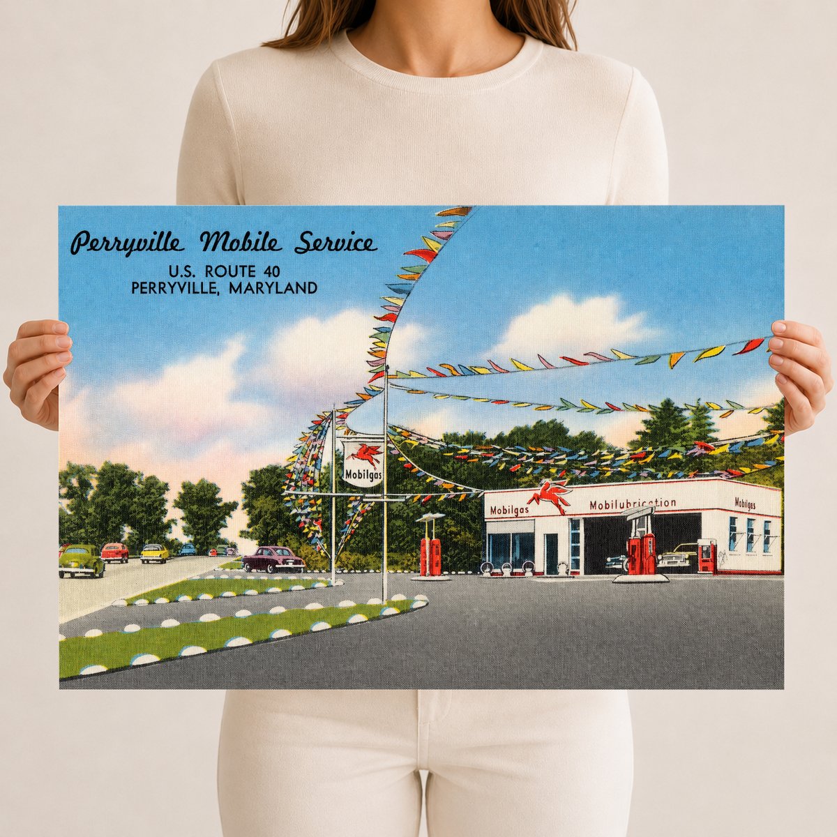Perryville Mobile Service, U.S. Route 40, Perryville, Maryland — Vintage Maryland Postcard