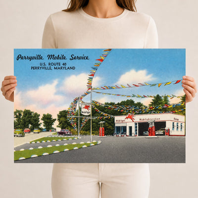 Perryville Mobile Service, U.S. Route 40, Perryville, Maryland — Vintage Maryland Postcard