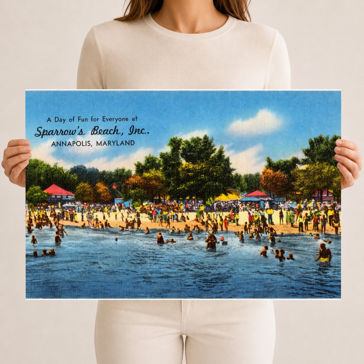 A day of fun for everyone at Sparrow's Beach, Inc., Annapolis, Maryland — Vintage Maryland Postcard