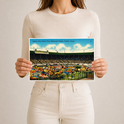 Portland, OR: Judging Rose Festival floats, Multnomah Stadium