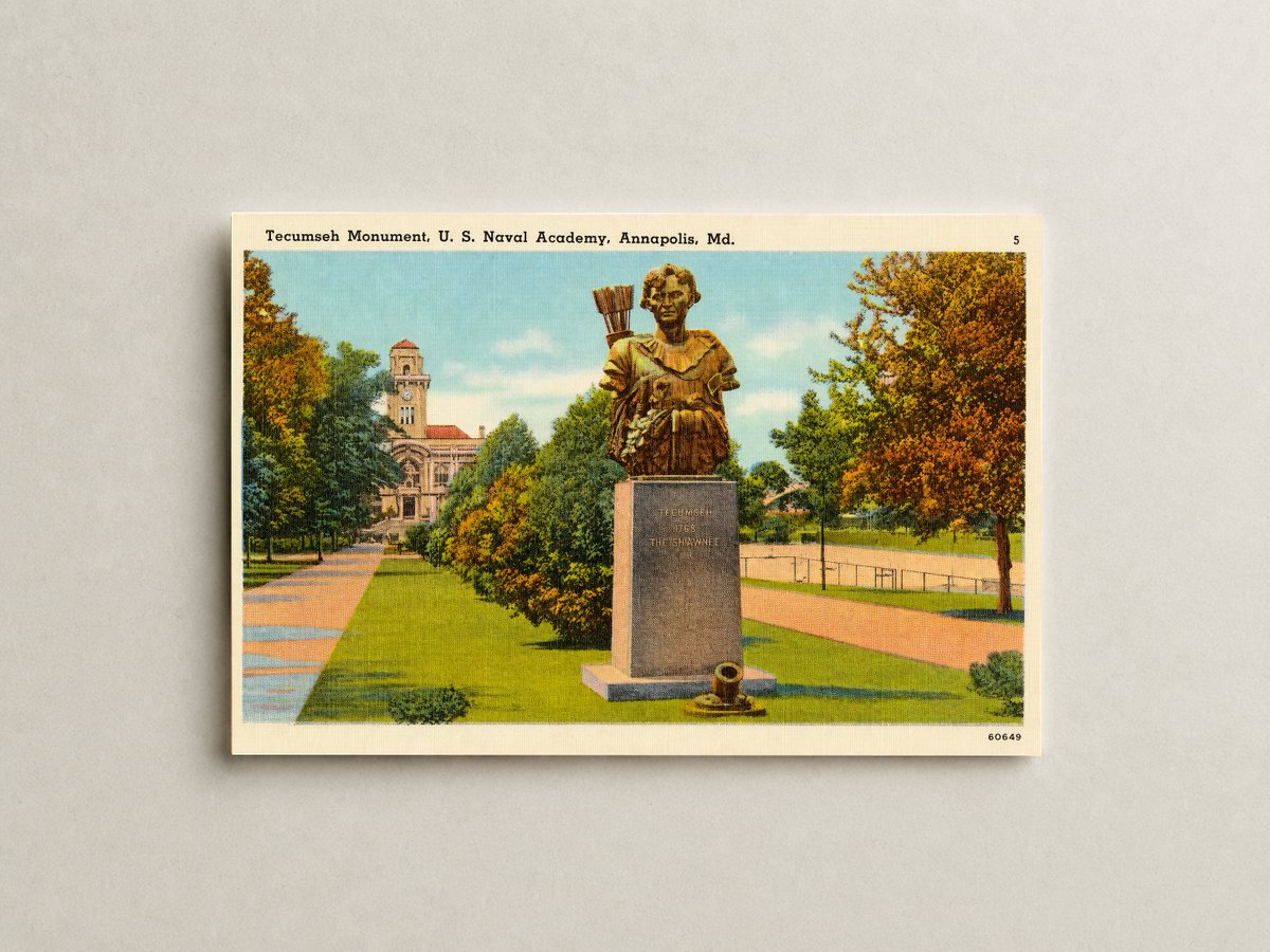 Tecumseh Monument, U. S. Naval Academy, Annapolis, MD — Vintage Maryland Postcard