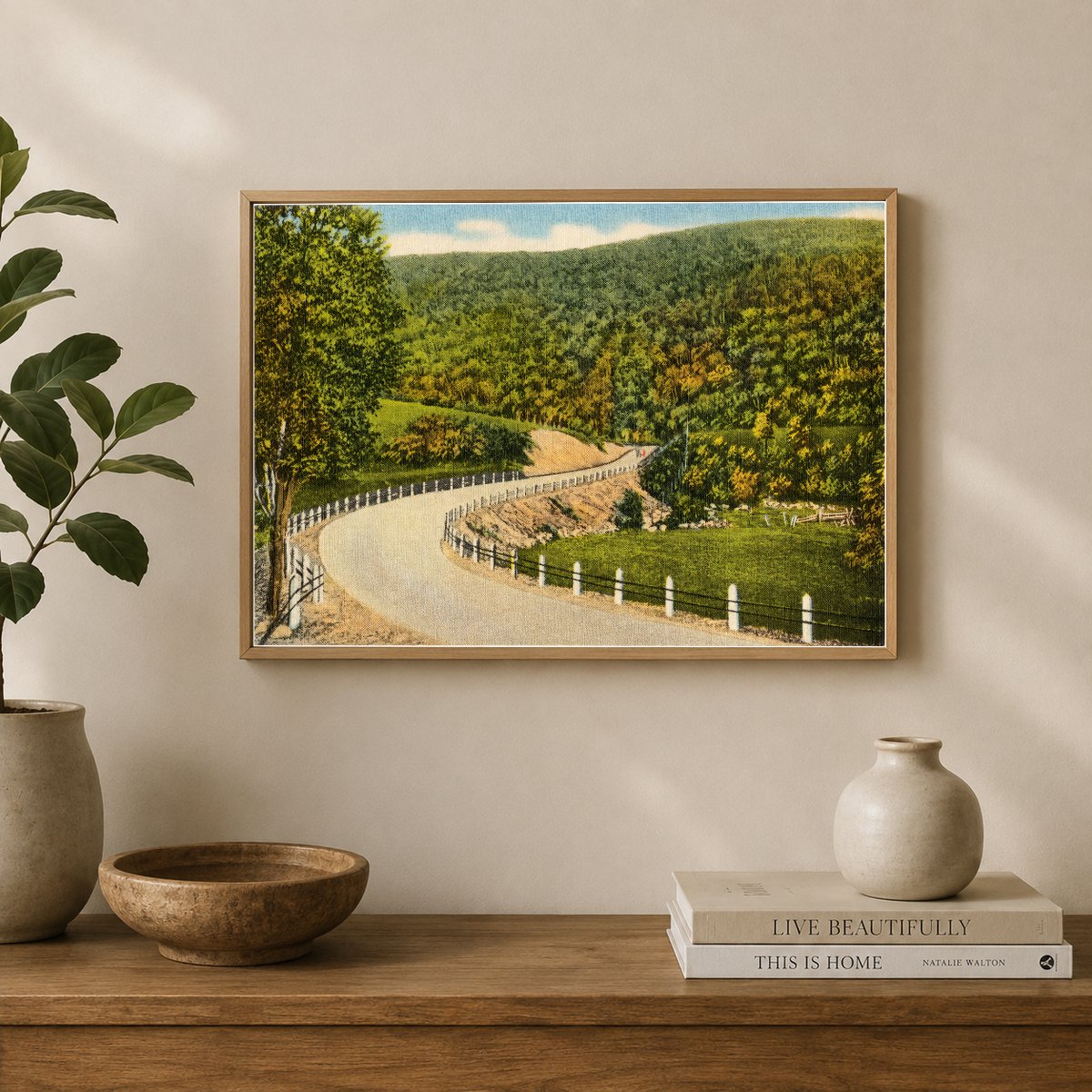 Road heading toward mountains — Vintage Maryland Postcard