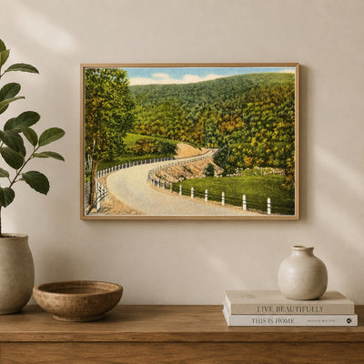 Road heading toward mountains — Vintage Maryland Postcard
