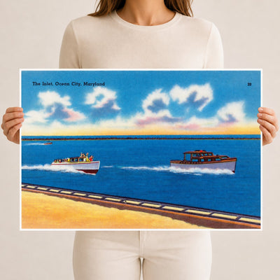 The inlet, Ocean City, Maryland — Vintage Maryland Postcard