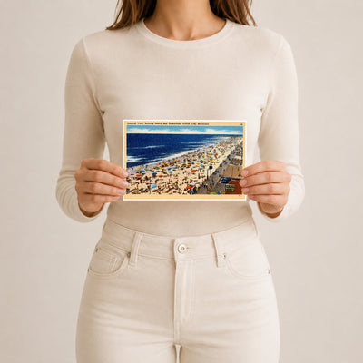 General view, Bathing Beach and boardwalk, Ocean City, Maryland — Vintage Maryland Postcard