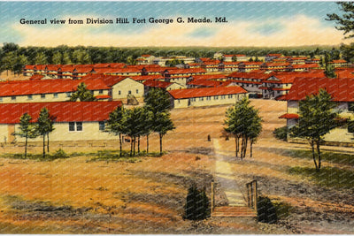 General view from Division Hill, Fort George G. Meade, MD — Vintage Maryland Postcard