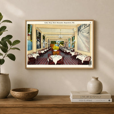 Coffee shop, Hotel Alexander, Hagerstown, Maryland — Vintage Maryland Postcard