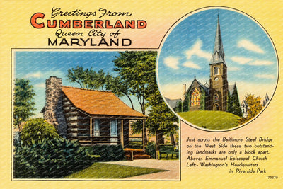 Greetings from Cumberland, Queen City of Maryland — Vintage Maryland Postcard