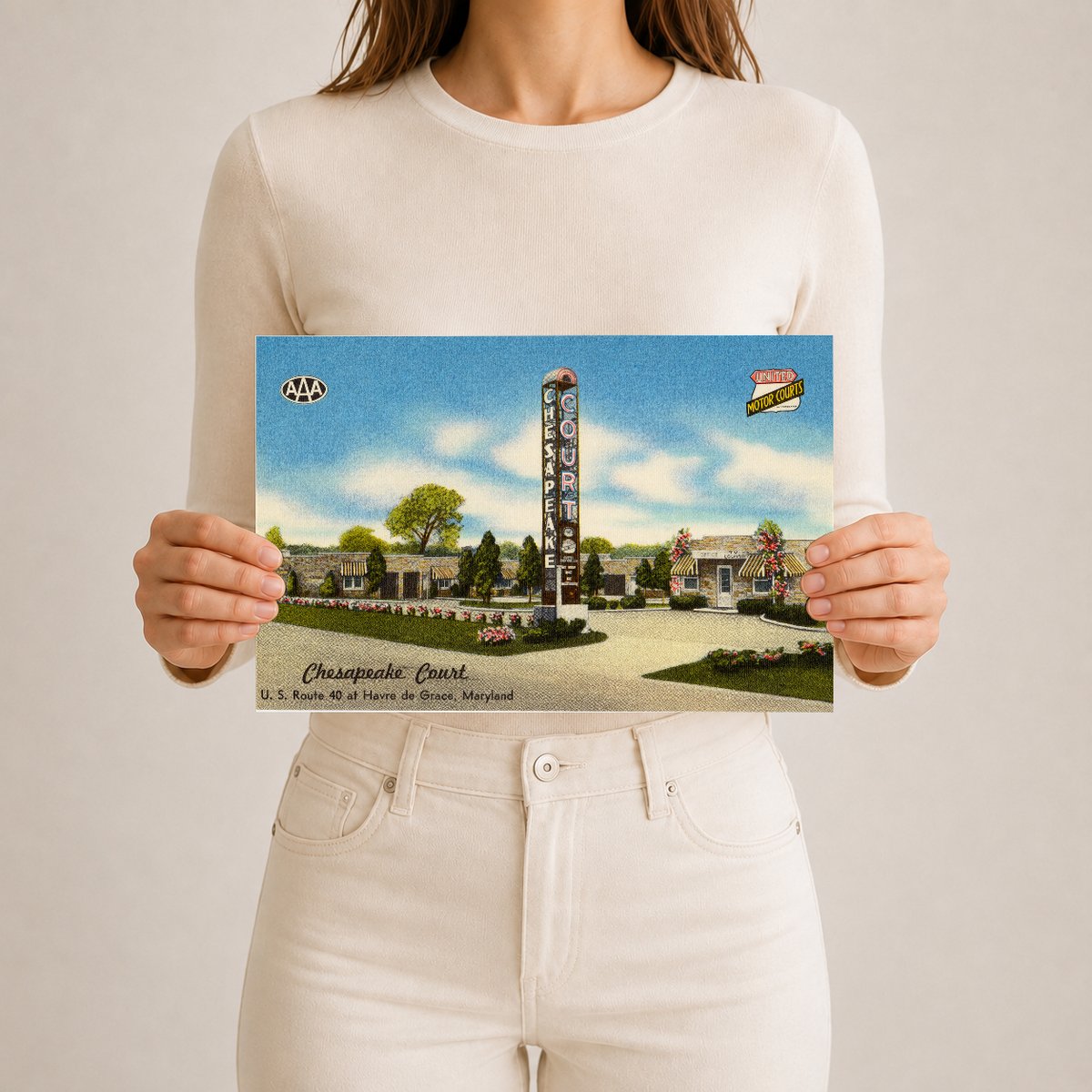 Chesapeake Court, U. S. Route 40 at Havre de Grace, Maryland — Vintage Maryland Postcard