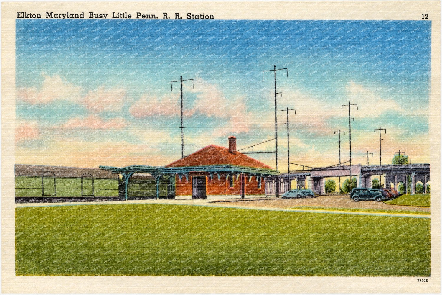 Elkton Maryland busy little Penn. R. R. Station — Vintage Maryland Postcard