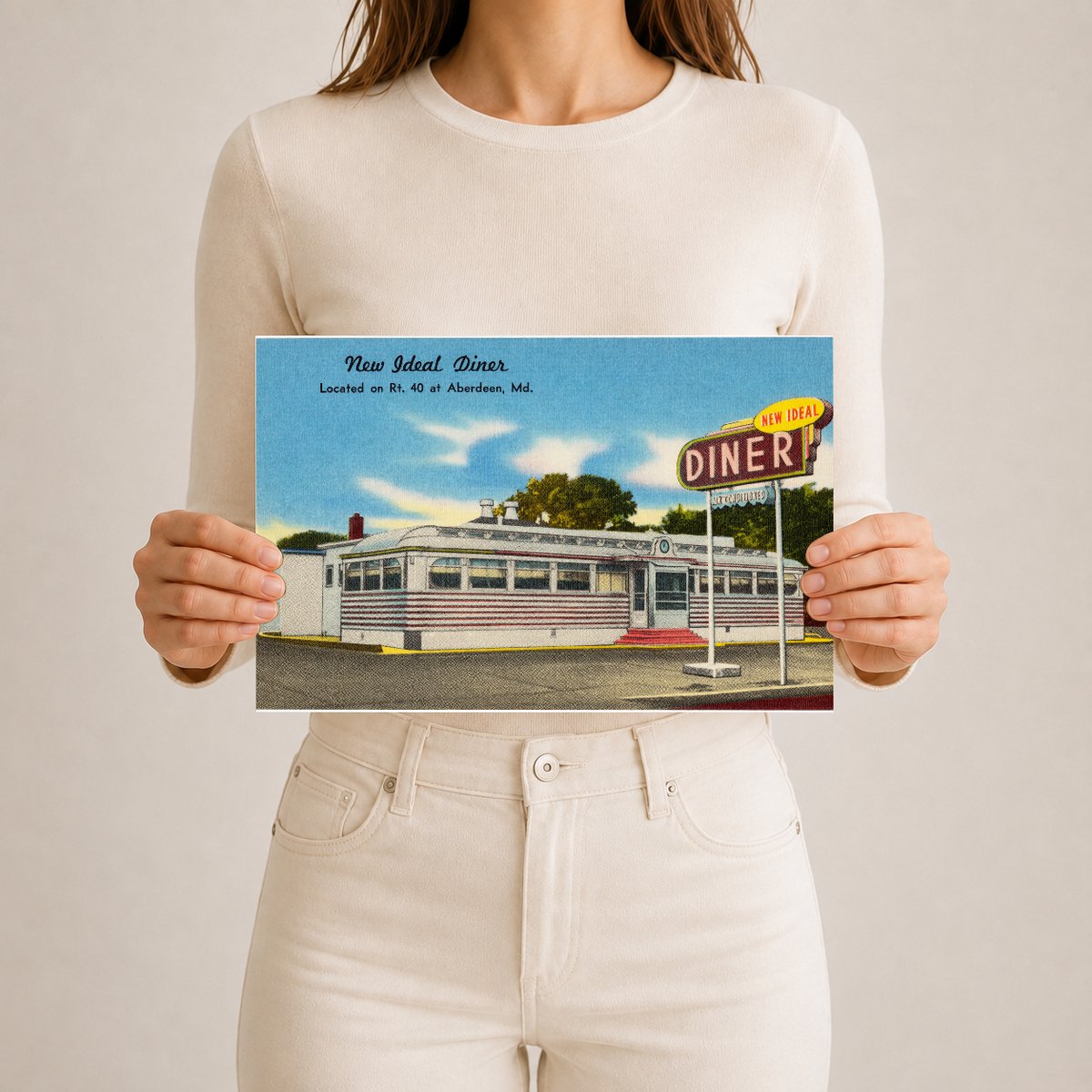 New Ideal Diner, located on Rt. 40 at Aberdeen, MD — Vintage Maryland Postcard