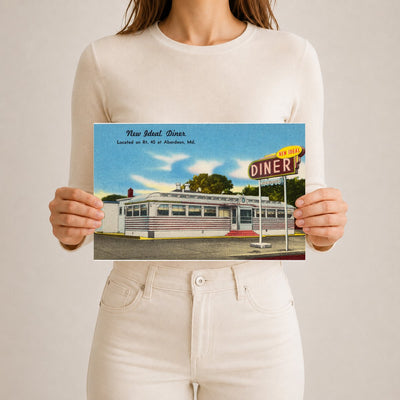 New Ideal Diner, located on Rt. 40 at Aberdeen, MD — Vintage Maryland Postcard