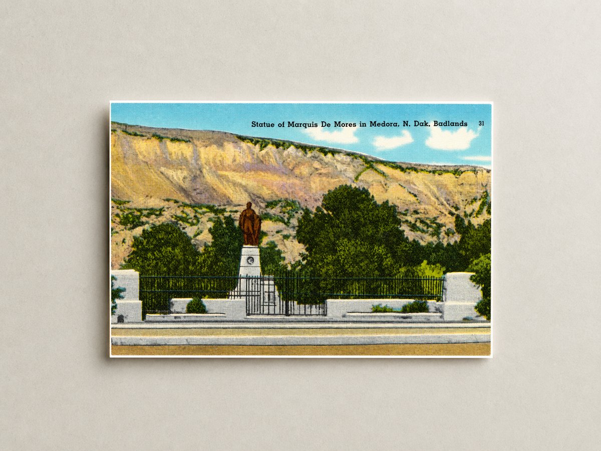 Little Badlands, ND: Statue of Marquis De Mores in Medora, N. Dak. Badlands