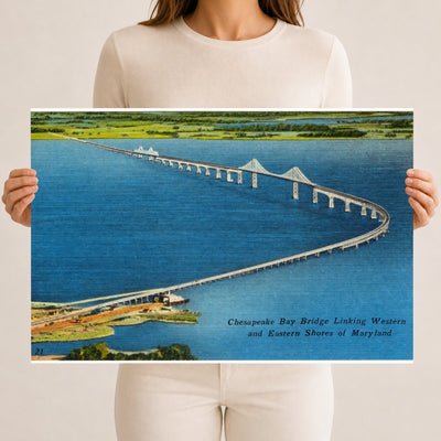Chesapeake Bay Bridge, linking western and eastern shores of Maryland — Vintage Maryland Postcard