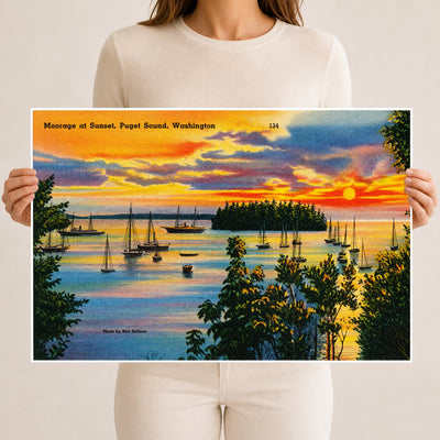 Puget Sound, WA: Moorage at sunset