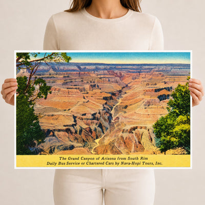 Grand Canyon, AZ: The Grand Canyon of Arizona from South Rim, daily bus service or chartered cars by Nava-Hopi Tours, Inc.