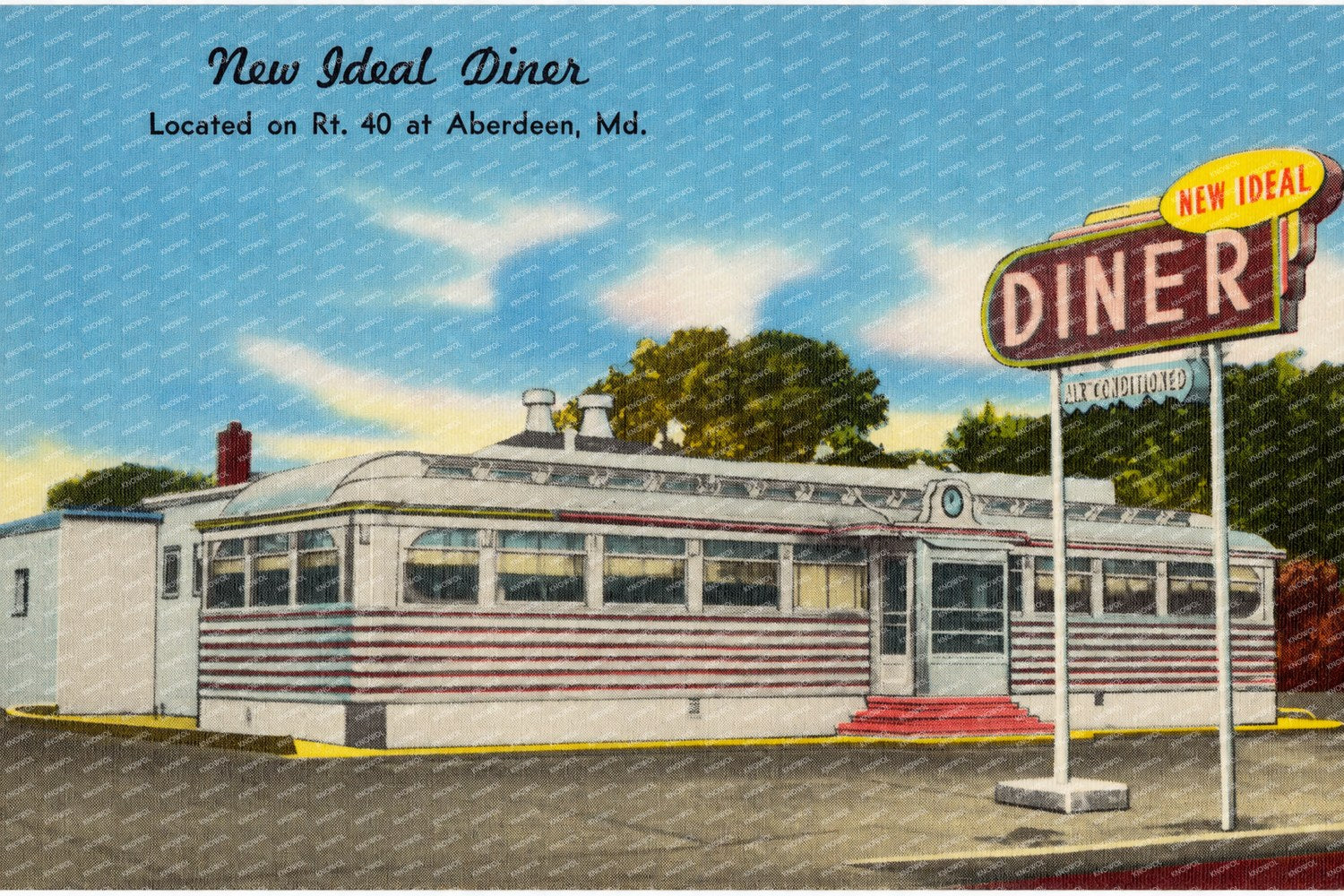 New Ideal Diner, located on Rt. 40 at Aberdeen, MD — Vintage Maryland Postcard