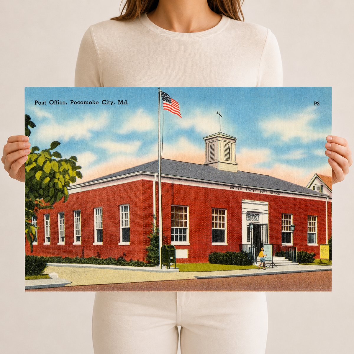 Post Office, Pocomoke City, MD — Vintage Maryland Postcard