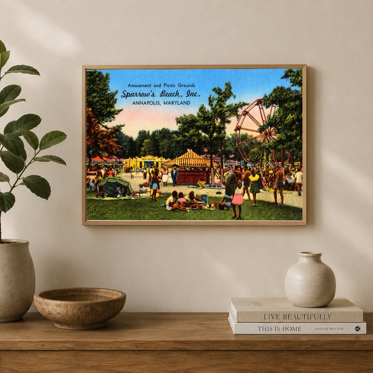 Amusement and picnic grounds, Sparrow's Beach, Inc., Annapolis, Maryland — Vintage Maryland Postcard