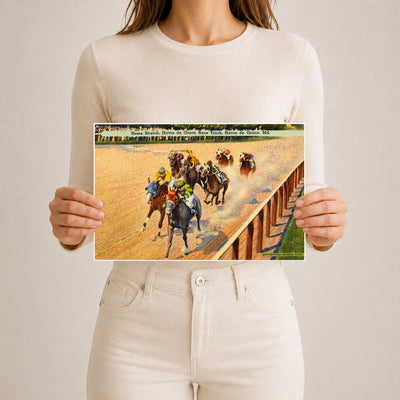 Home stretch, Havre de Grace Race Track, Havre de Grace, MD — Vintage Maryland Postcard