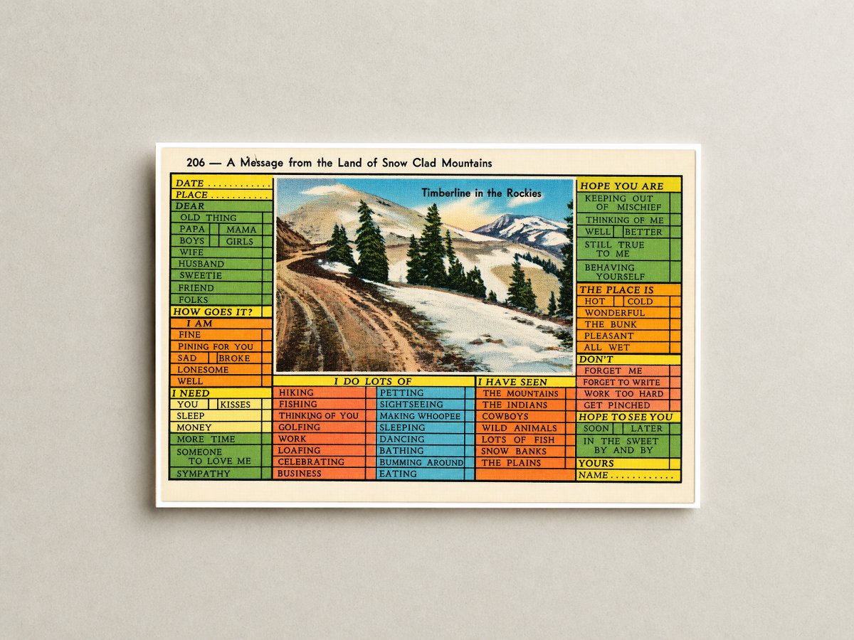 CO: Timberline in the Rockies -- a message from the land of snow clad mountains