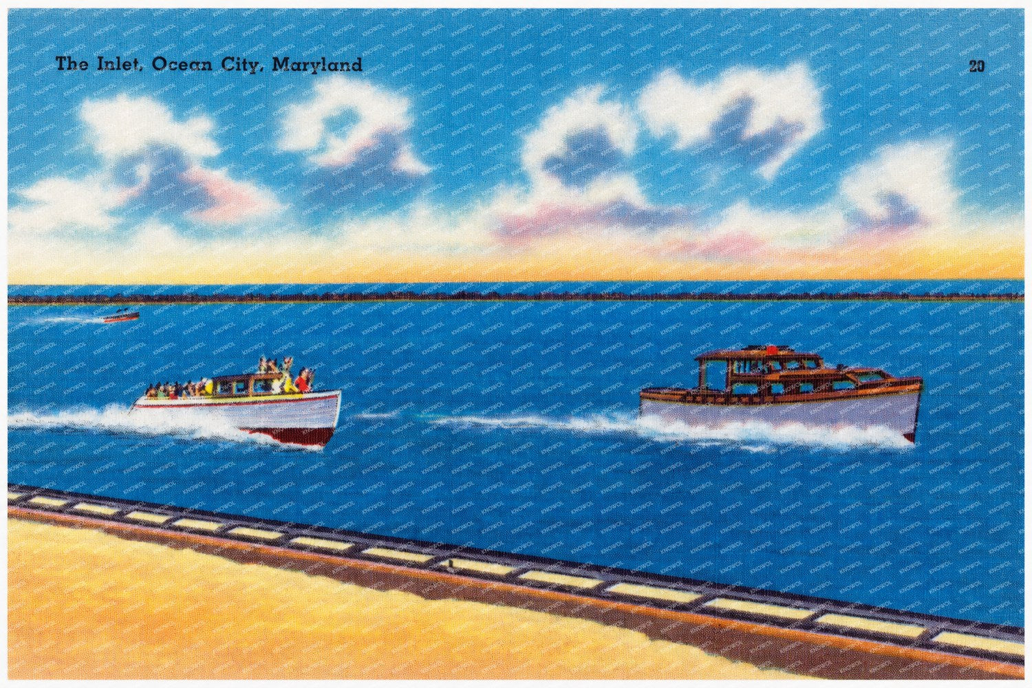 The inlet, Ocean City, Maryland — Vintage Maryland Postcard