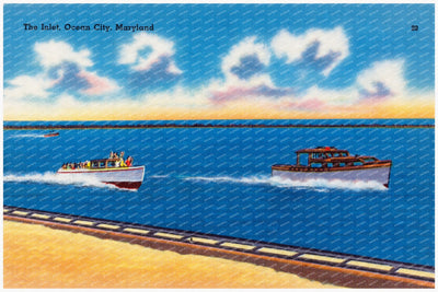The inlet, Ocean City, Maryland — Vintage Maryland Postcard
