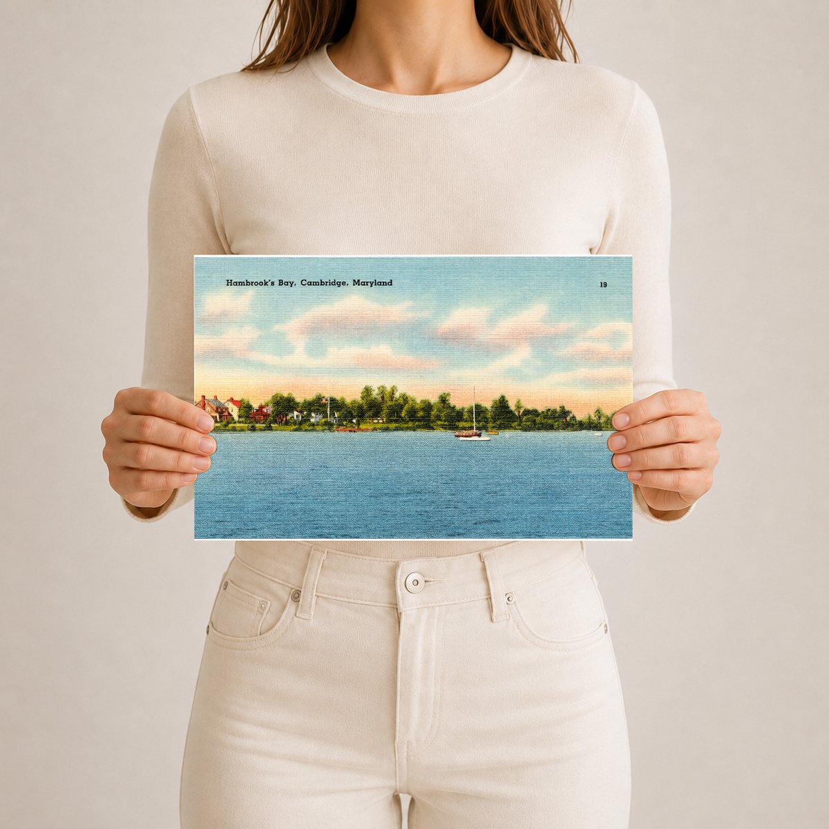 Humbrook's Bay, Cambridge, Maryland — Vintage Maryland Postcard