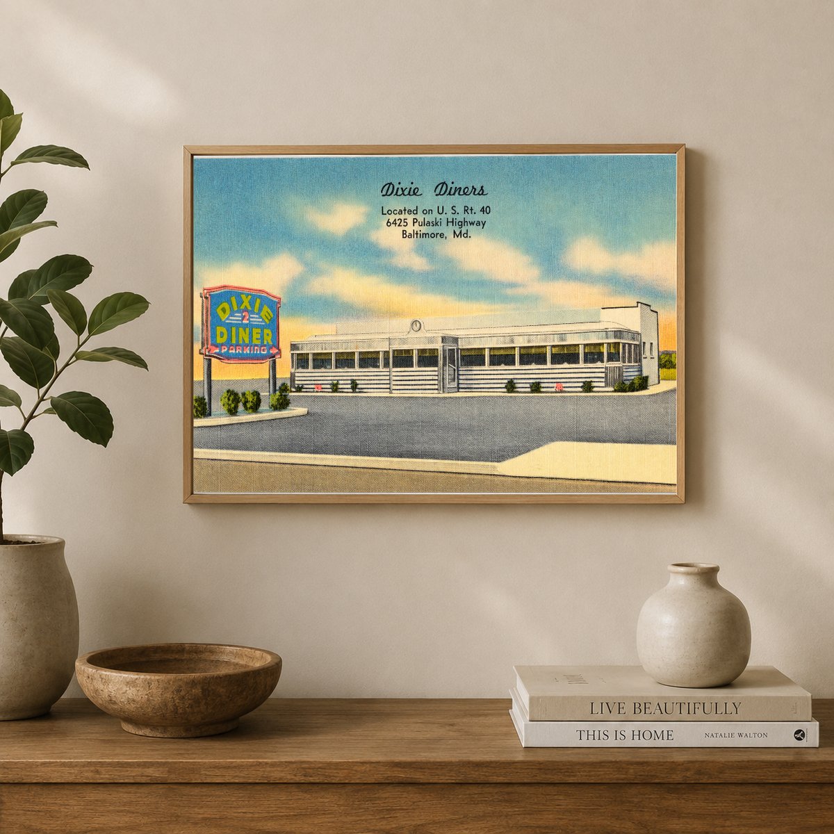 Dixie Diners, located on U. S. Rt. 40, 6425 Pulaski Highway, Baltimore, MD — Vintage Maryland Postcard