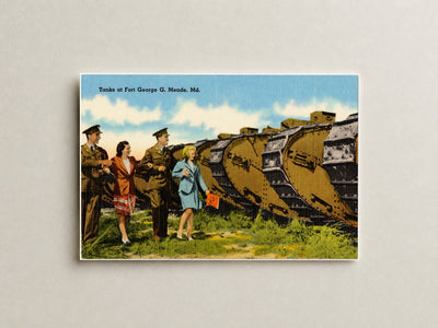 Tanks at Fort George G. Meade, MD — Vintage Maryland Postcard