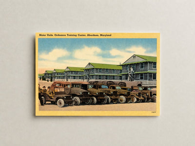 Motor units, Ordnance Training Center,Aberdeen, Maryland — Vintage Maryland Postcard