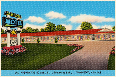 Wamego, KS: New Look Motel, U. S. Highways 40 and 24... Wamego