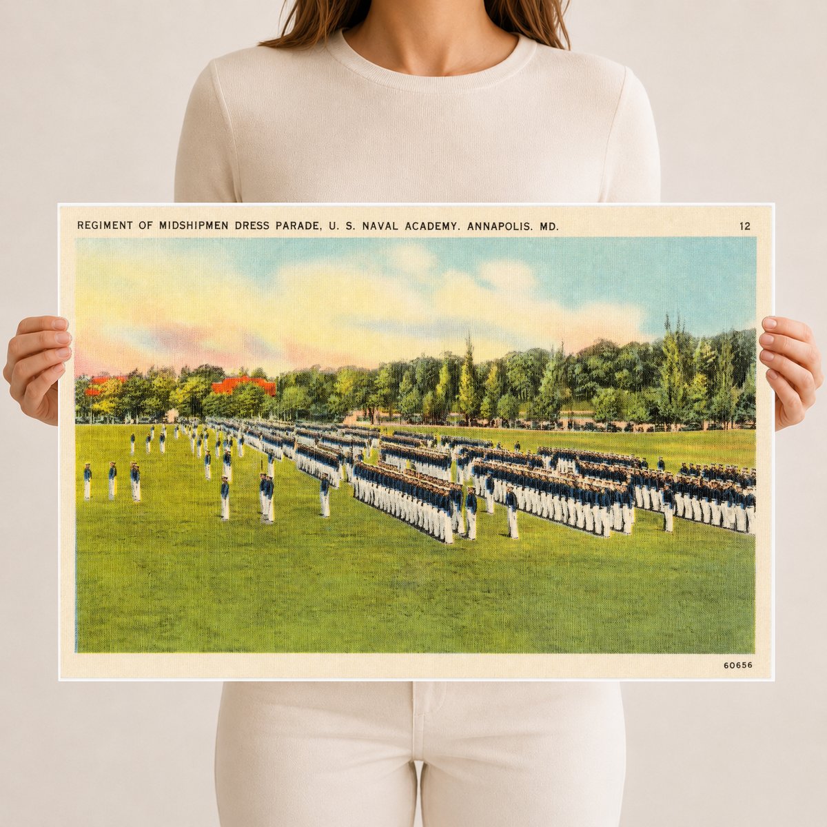 Regiment of Midshipmen dress parade, U. S. Naval Academy, Annapolis, MD — Vintage Maryland Postcard