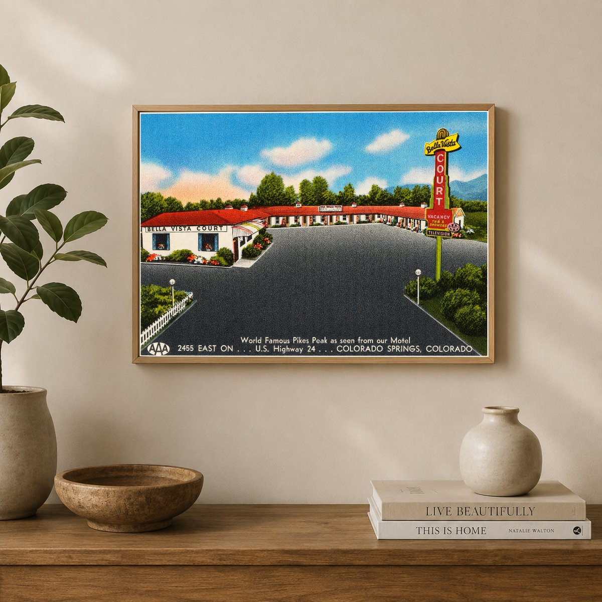 Colorado Springs, CO: Bella Vista Court, world famous Pikes Peak as seen from our motel, 2455 east on U. S. Highway 24... Colorado Springs