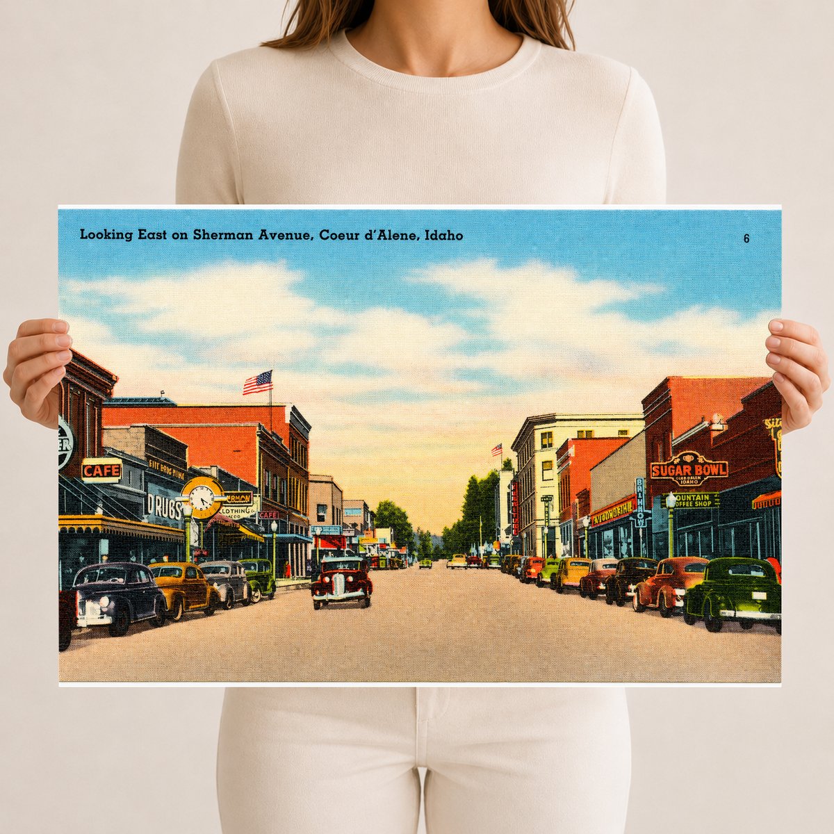 Coeur d'Alene, ID: Looking east on Sherman Avenue