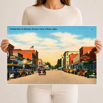 Coeur d'Alene, ID: Looking east on Sherman Avenue