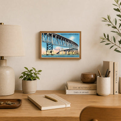 Chesapeake Bay Bridge on U. S. Route 50 linking western and eastern shores of Maryland — Vintage Maryland Postcard