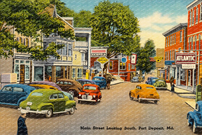 Main Street looking south, Port Deposit, MD — Vintage Maryland Postcard