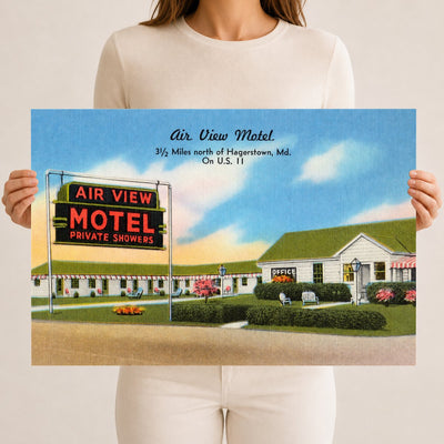 Air View Motel, 3 1/2 miles north of Hagerstown, MD on U. S. 11 — Vintage Maryland Postcard